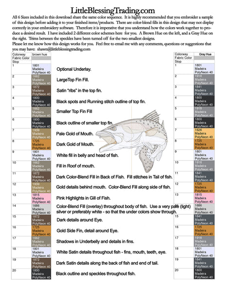 Speckled Trout Embroidery Design