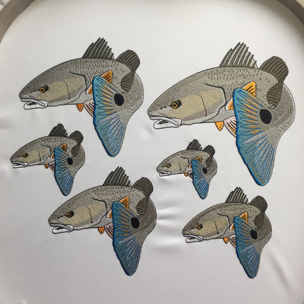 RedFish Embroidery Design with State Spots