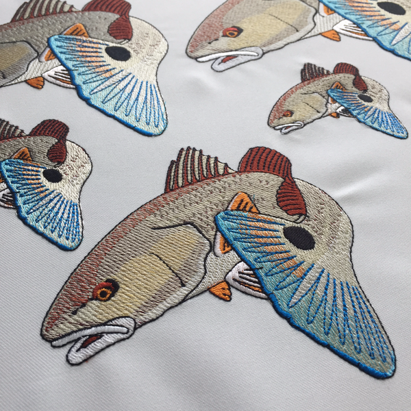 RedFish Embroidery Design with State Spots